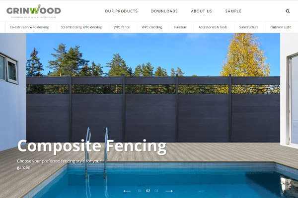 格林特木塑，Grinwood WPC Material Co.,Ltd.，外貿(mào)公司網(wǎng)站設(shè)計(jì)
